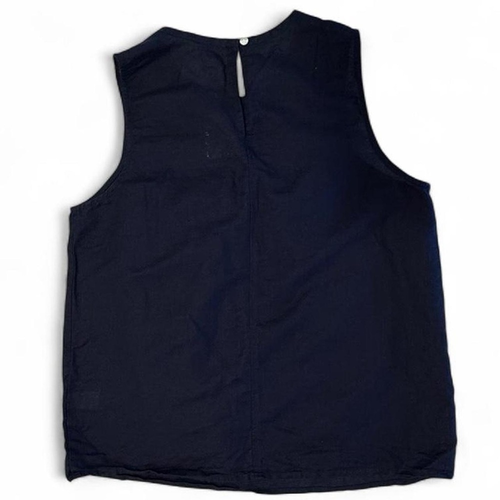 J.Crew Linen Embroidered Tank Navy Boho Coastal Top Size 6 NWOT - Picture 5 of 9